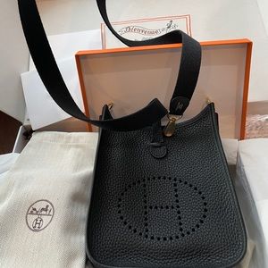 Brand new Hermès tpm Evelyn 16 black gold